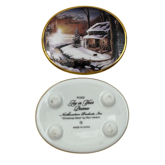 Joy in Your Presence Christmas Glow by Ron Iverson Candle Trinket Box w Lid - Picture 5 of 9